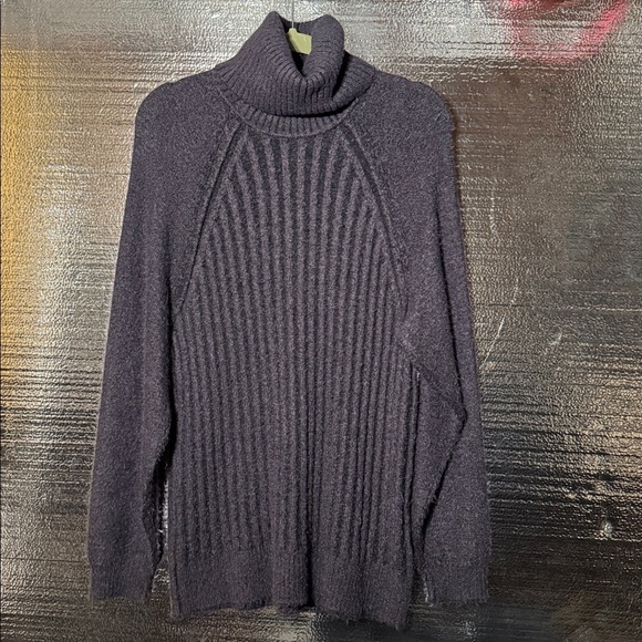 Free People Sweaters - FREE PEOPLE BIG CITY GRAY RIBBED TURTLENECK PULLOVER SOFT FUZZY TUNIC SWEATER XS